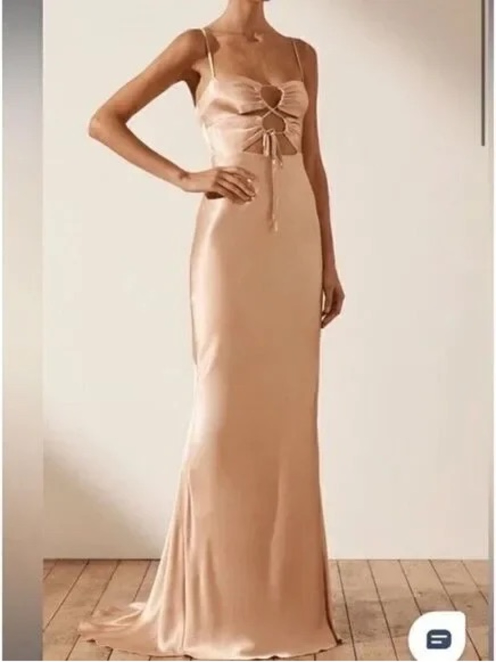 Shona Joy Satin Cowl Neck Maxi Dress in Champagne Size 4 NWOT